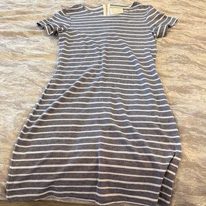Sail to Sable Blue & White Striped Midi Knit Dress